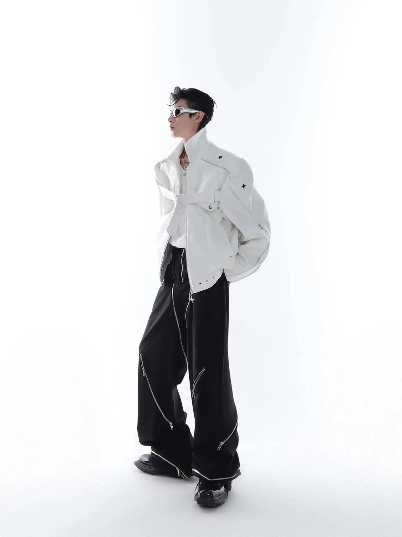 【23s Feb.】Button and Zip Leather Jacket