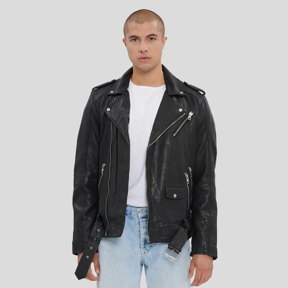 Adiv Black Motorcycle Leather Jacket