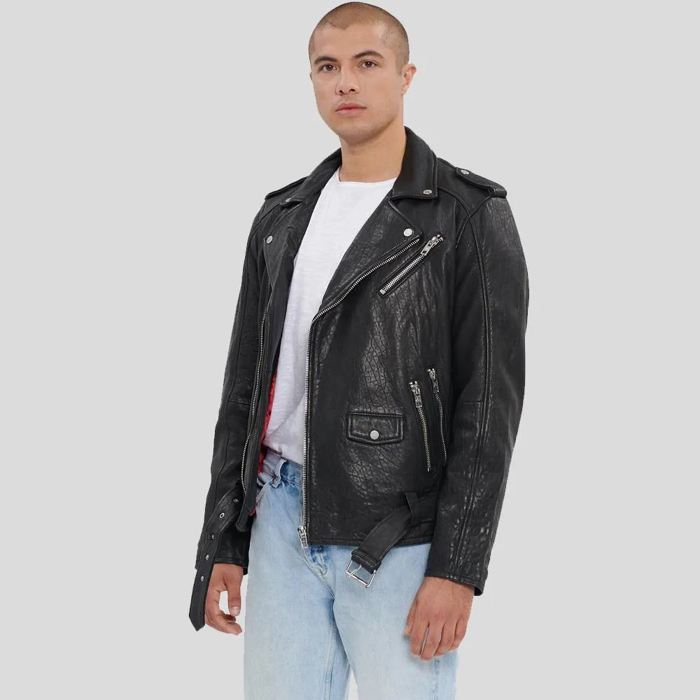 Adiv Black Motorcycle Leather Jacket