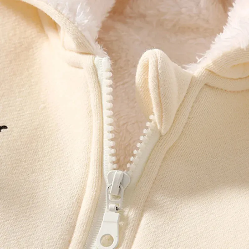 Baby Beige Deer Hooded Warm Romper