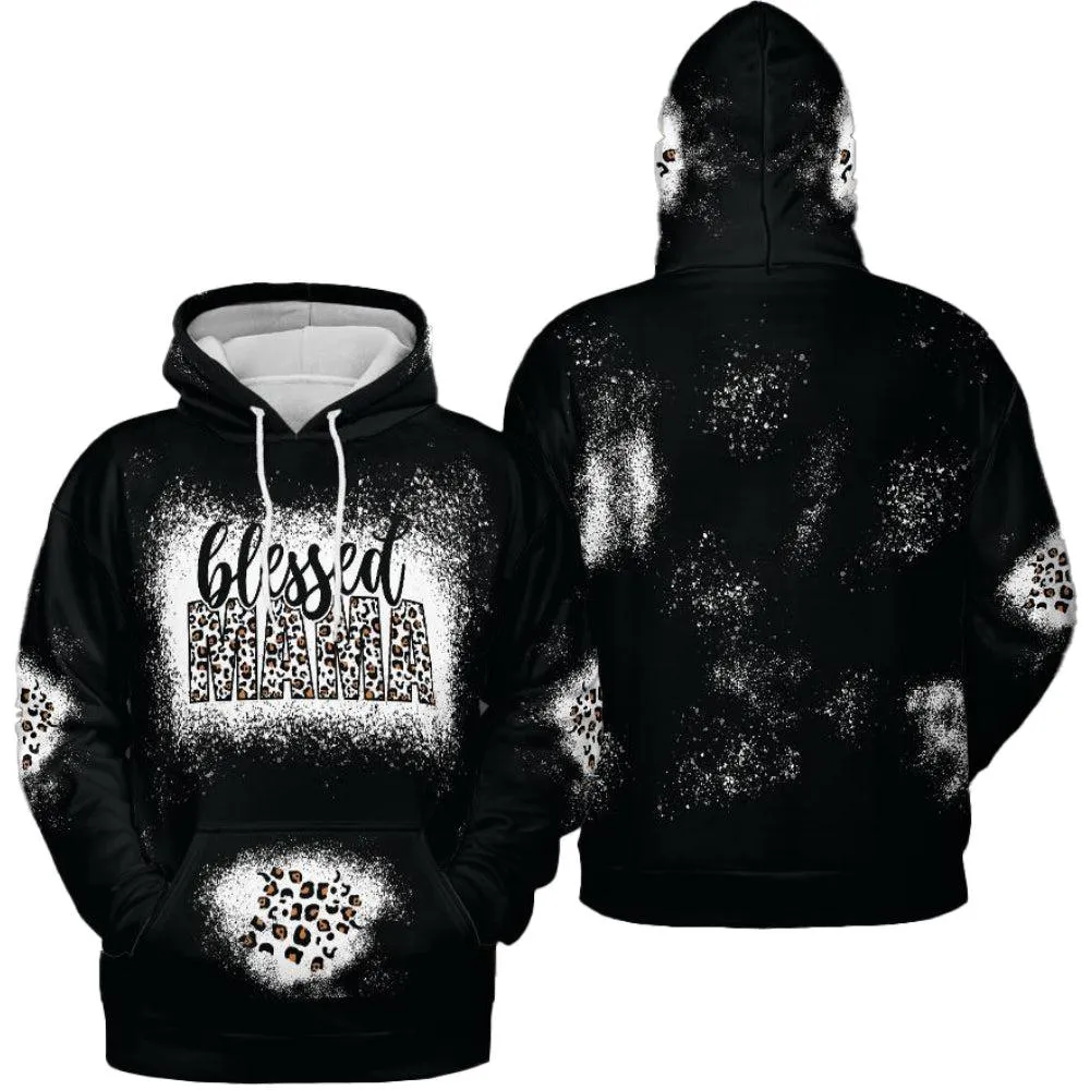 Blessed Mama Leopard Bleach Print Heavy Hoodie