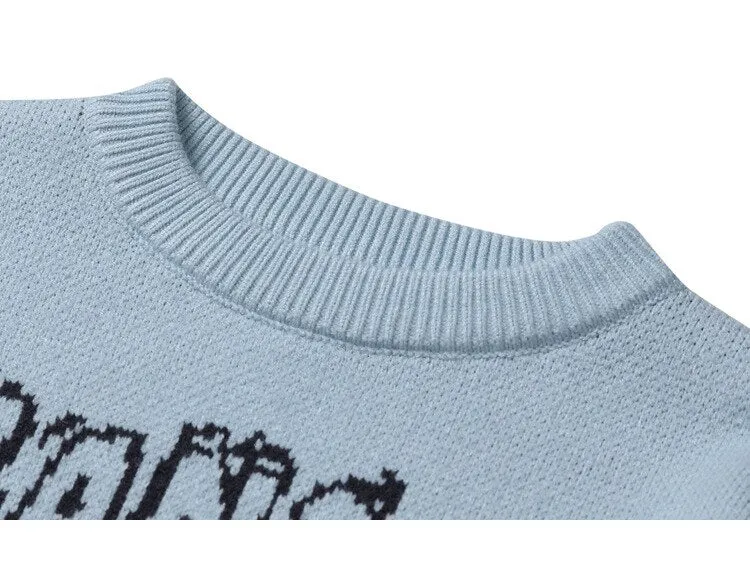 Bonsir Cartoon Youth Sweater Cute Fighting Dinosaurs Printing Autumn Winter Warm Comfortable Round Neck Pullovers Men Knitwear Coats