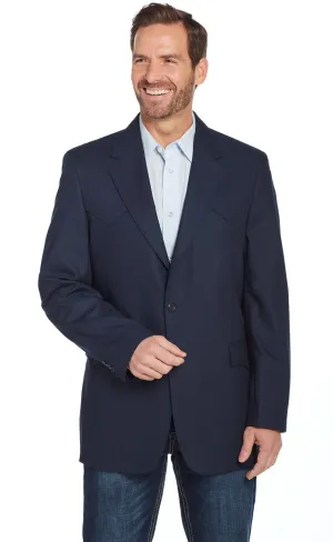Circle S Mens Navy Polyester Plano Western Sport Coat 44 R