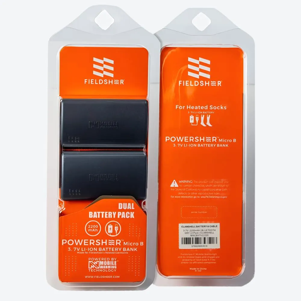 Clamshell Battery & Cable, 3.7V 2200mAh, Bluetooth, Grey, 2-Pack