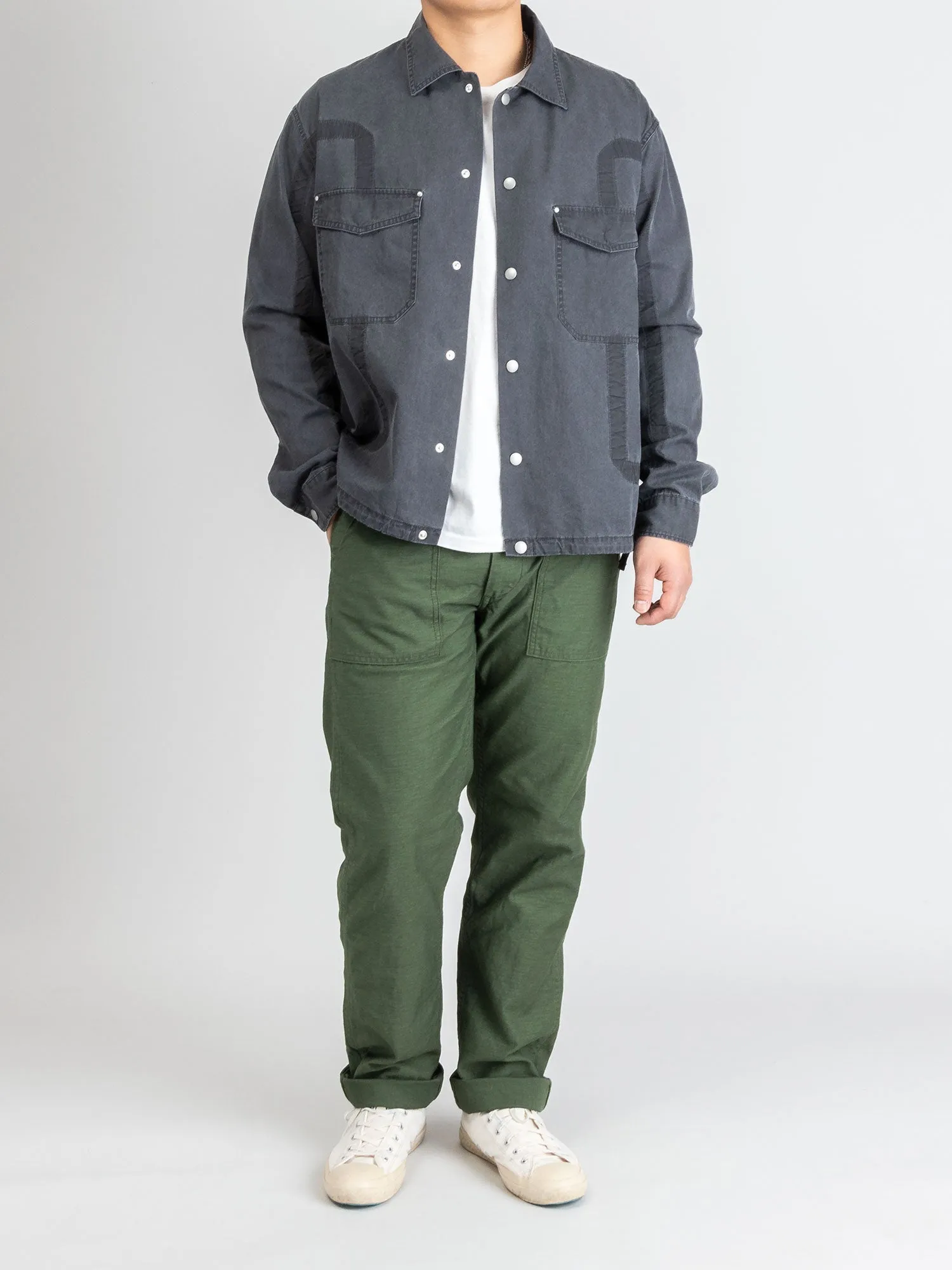 Cotton Poplin Frame II Snap Overshirt in Black