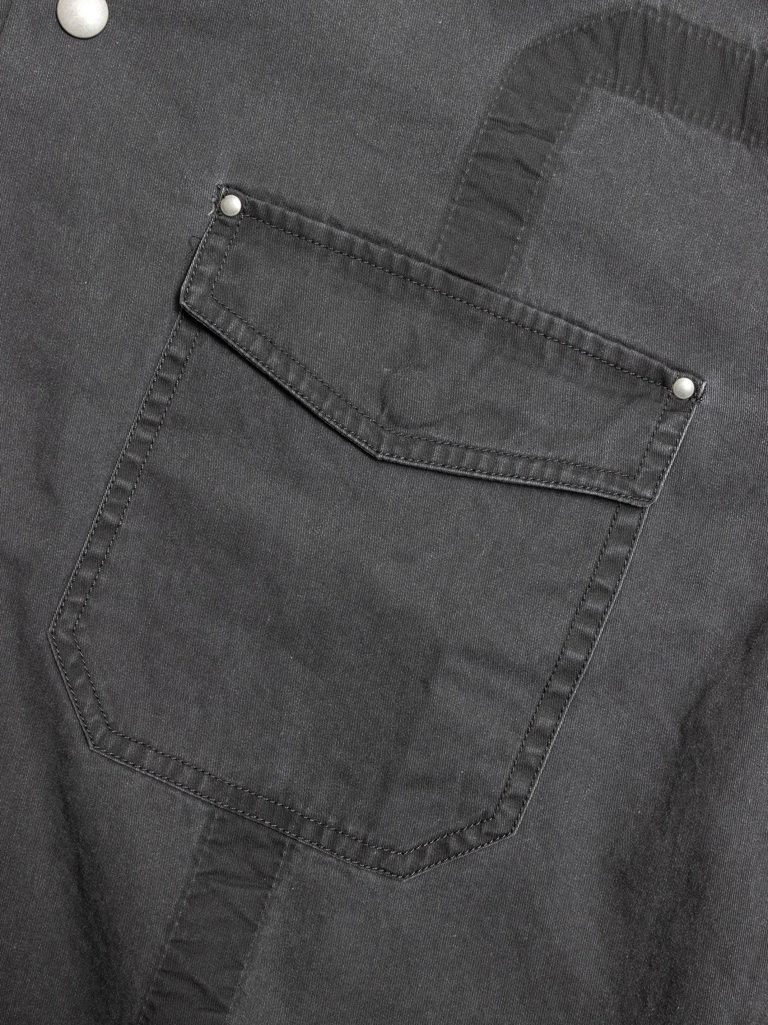 Cotton Poplin Frame II Snap Overshirt in Black