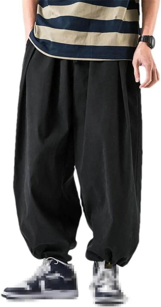 Disimlarl MenS Drawstring Harem Pants Baggy Jogging Pant Japanese Crotch Wide Leg Loose Trousers