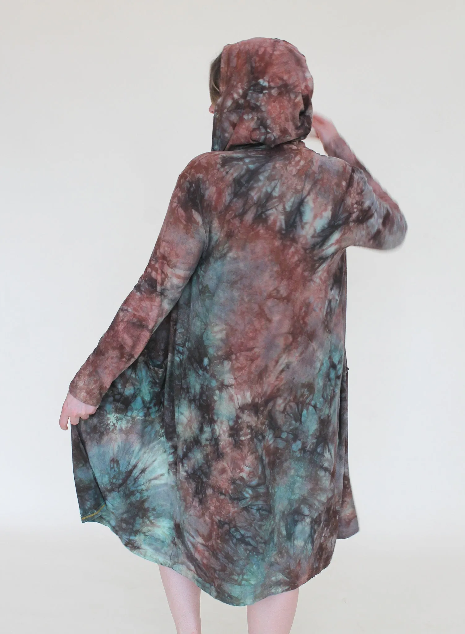 'Druzy Chrysocolla' Hooded Cardigan