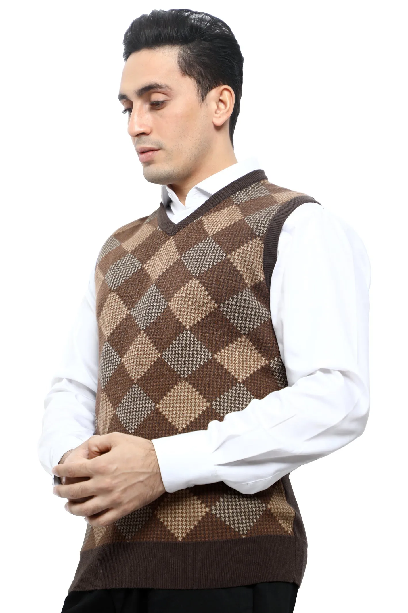 Gents Sweater (Sleeveless) In Brown SKU: SA563-BROWN