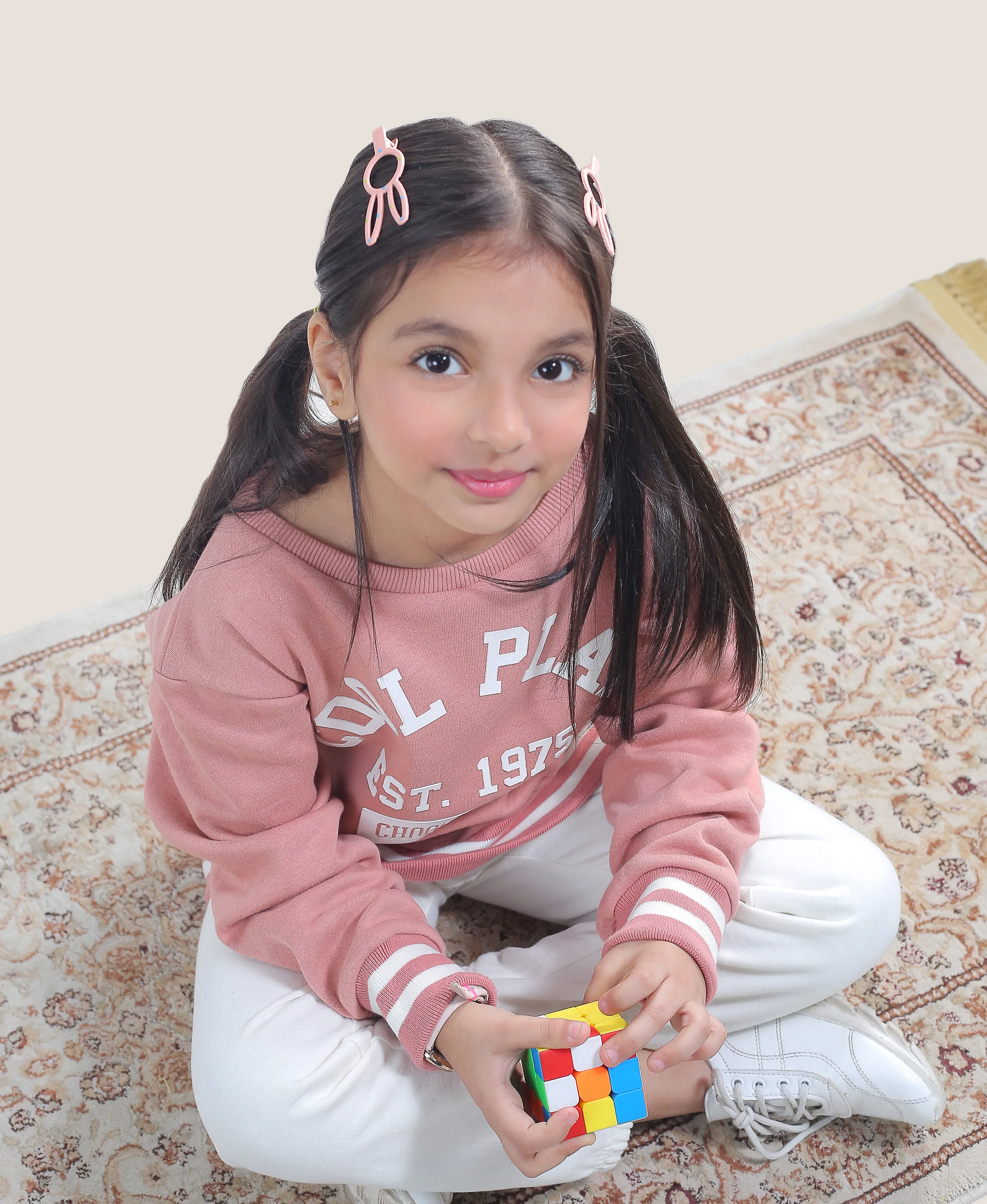 Girls Sweatshirt ( Ash Rose)