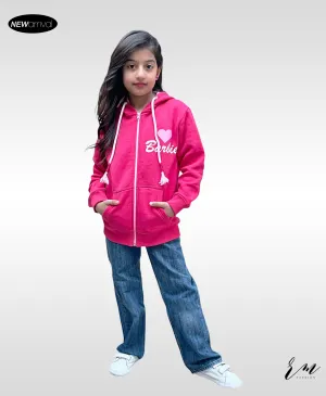 Girls Zipper Hoodie Barbie ( Shocking Pink )