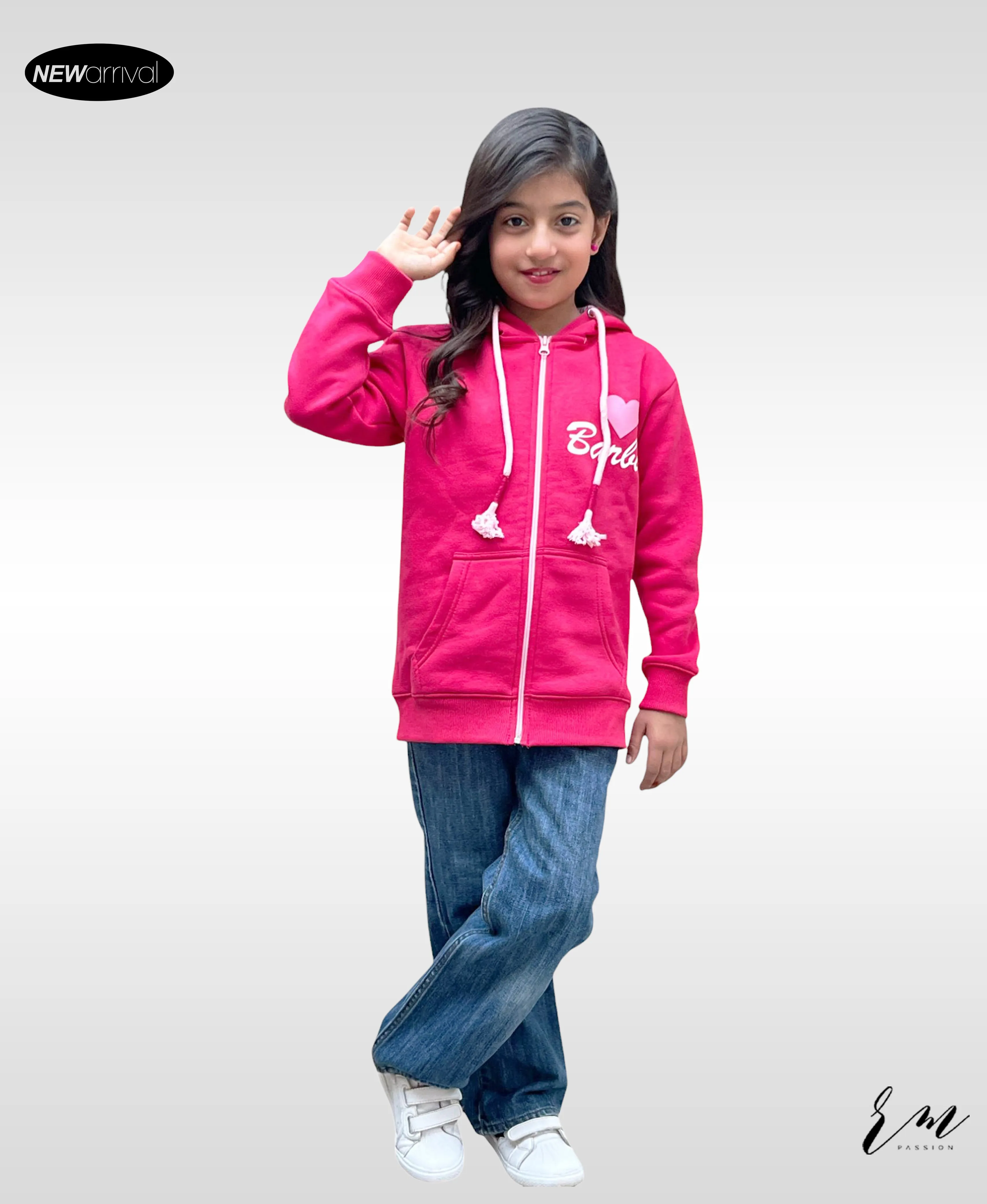 Girls Zipper Hoodie Barbie ( Shocking Pink )