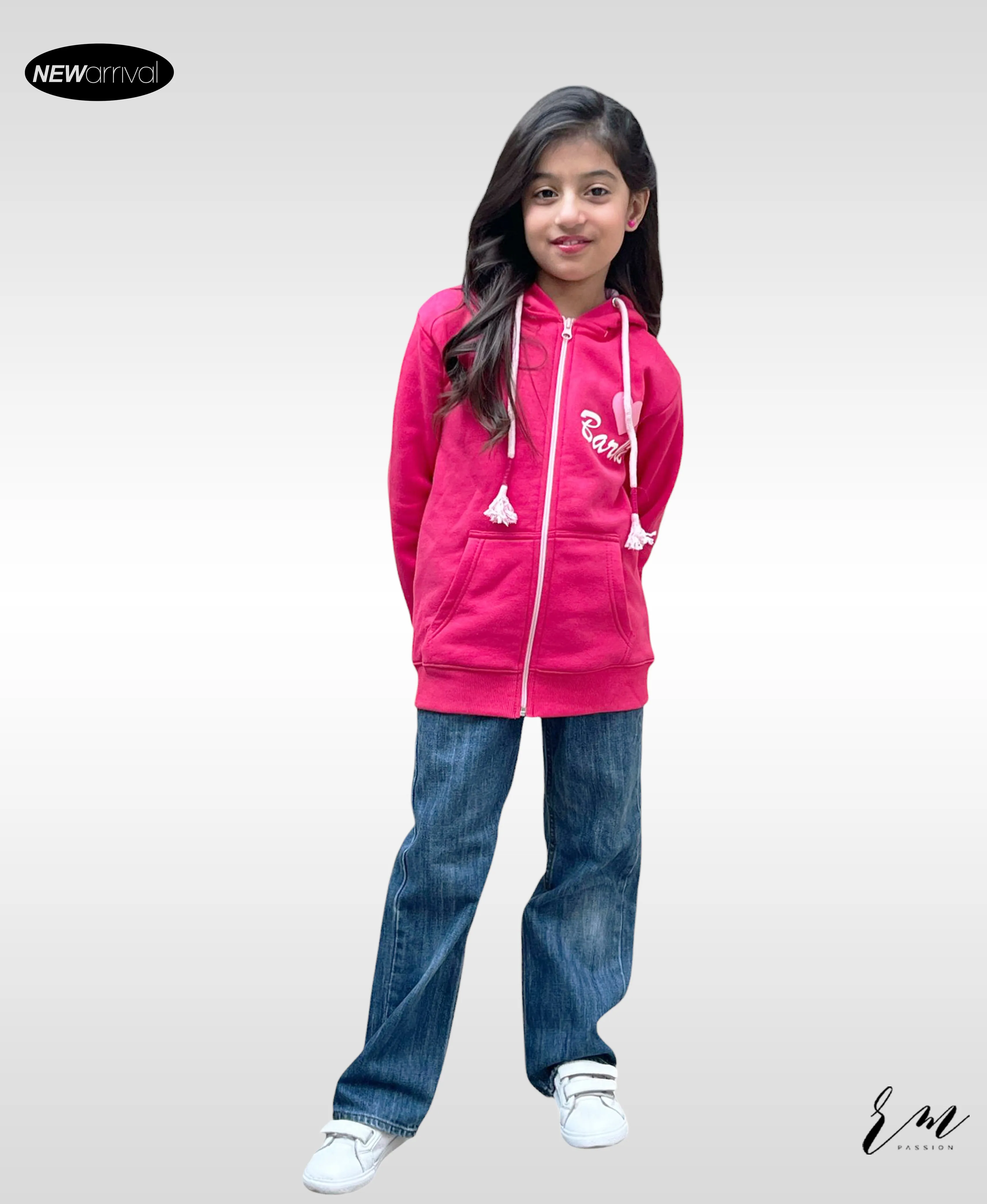 Girls Zipper Hoodie Barbie ( Shocking Pink )