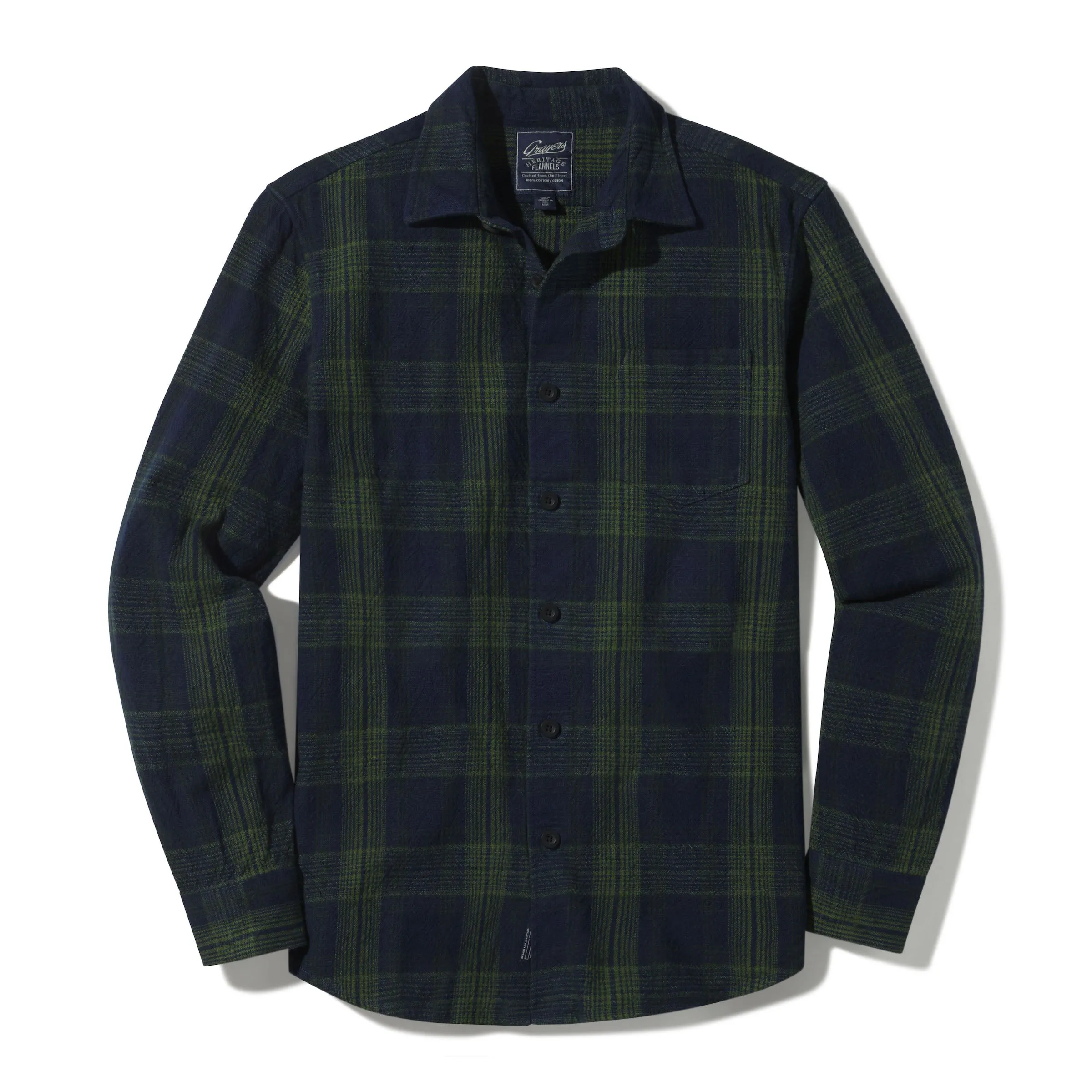 Heavy Casement Flannel Shirt - Navy Green