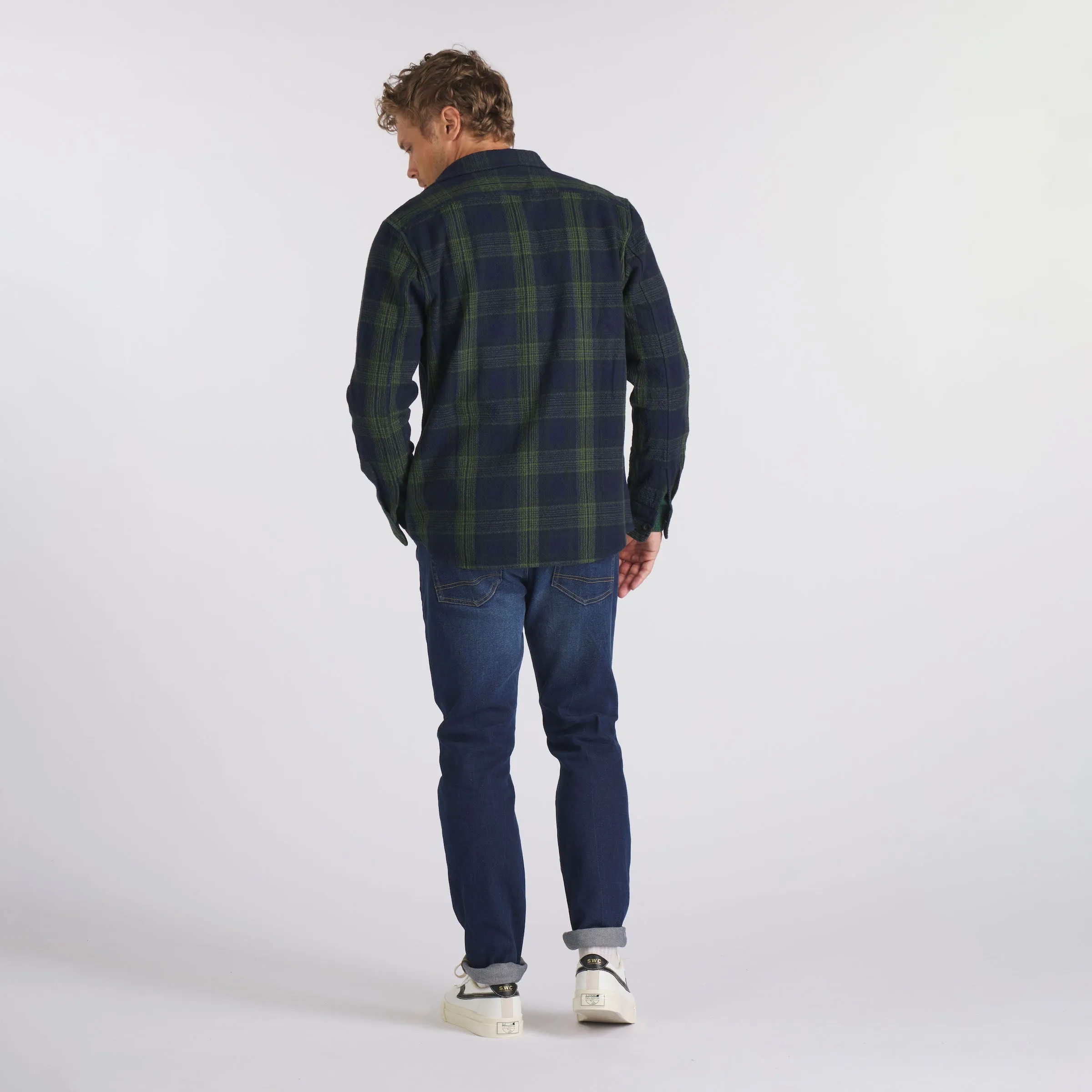 Heavy Casement Flannel Shirt - Navy Green