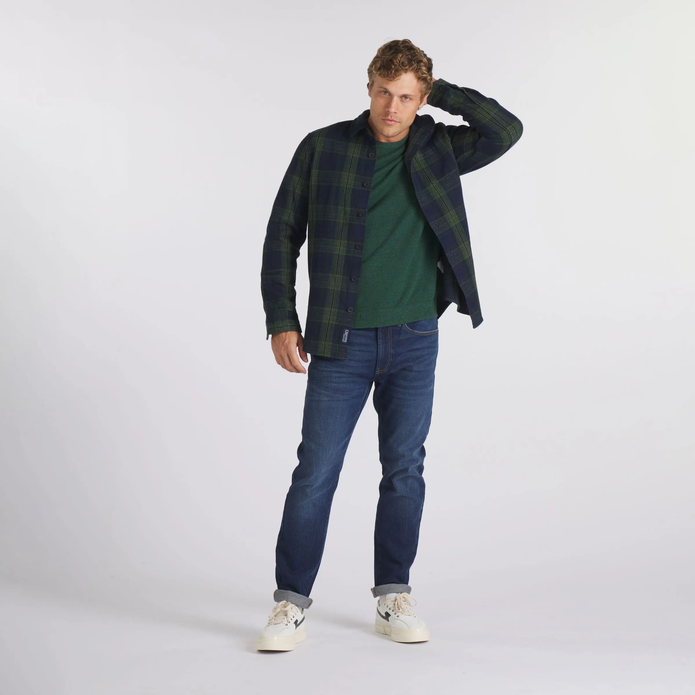 Heavy Casement Flannel Shirt - Navy Green