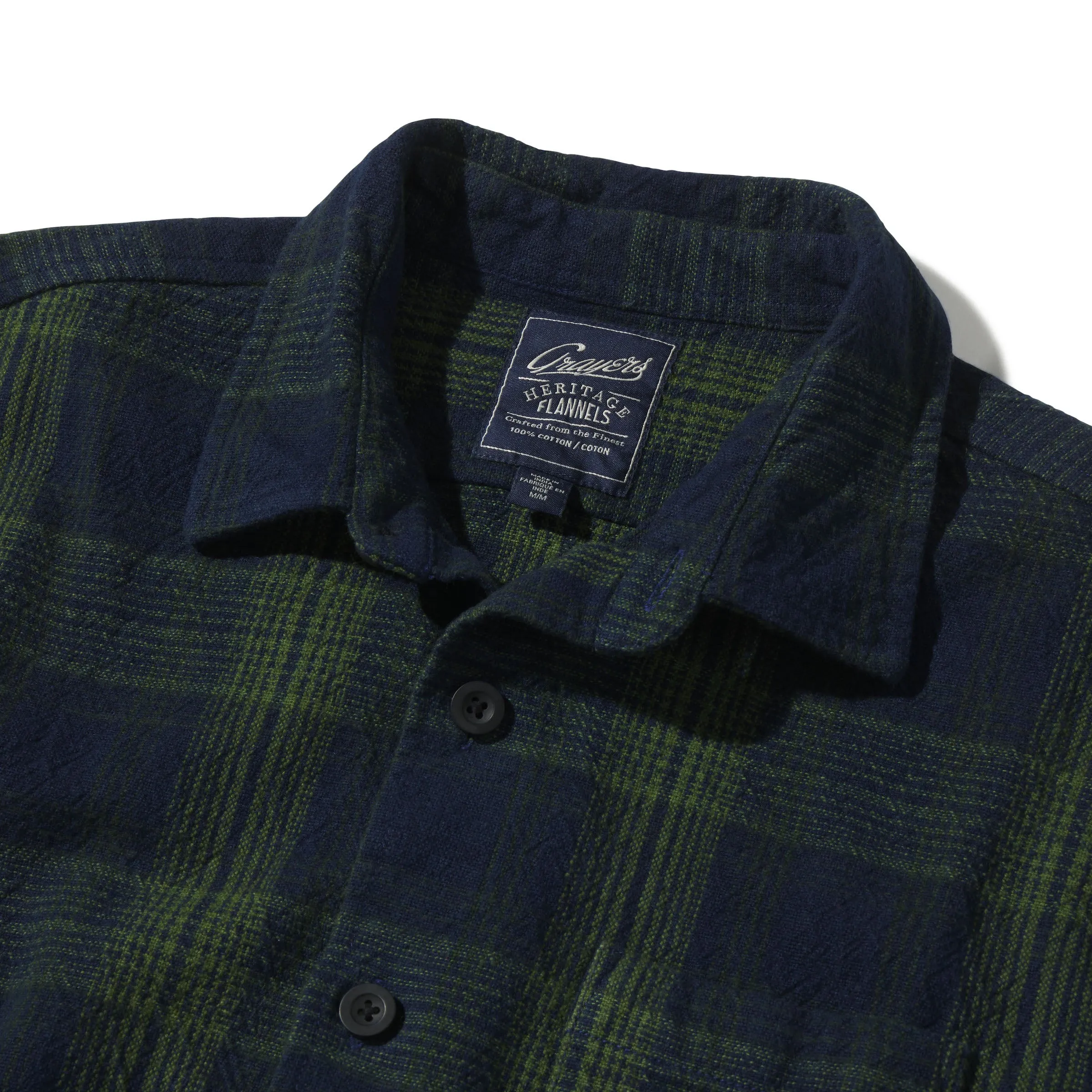 Heavy Casement Flannel Shirt - Navy Green