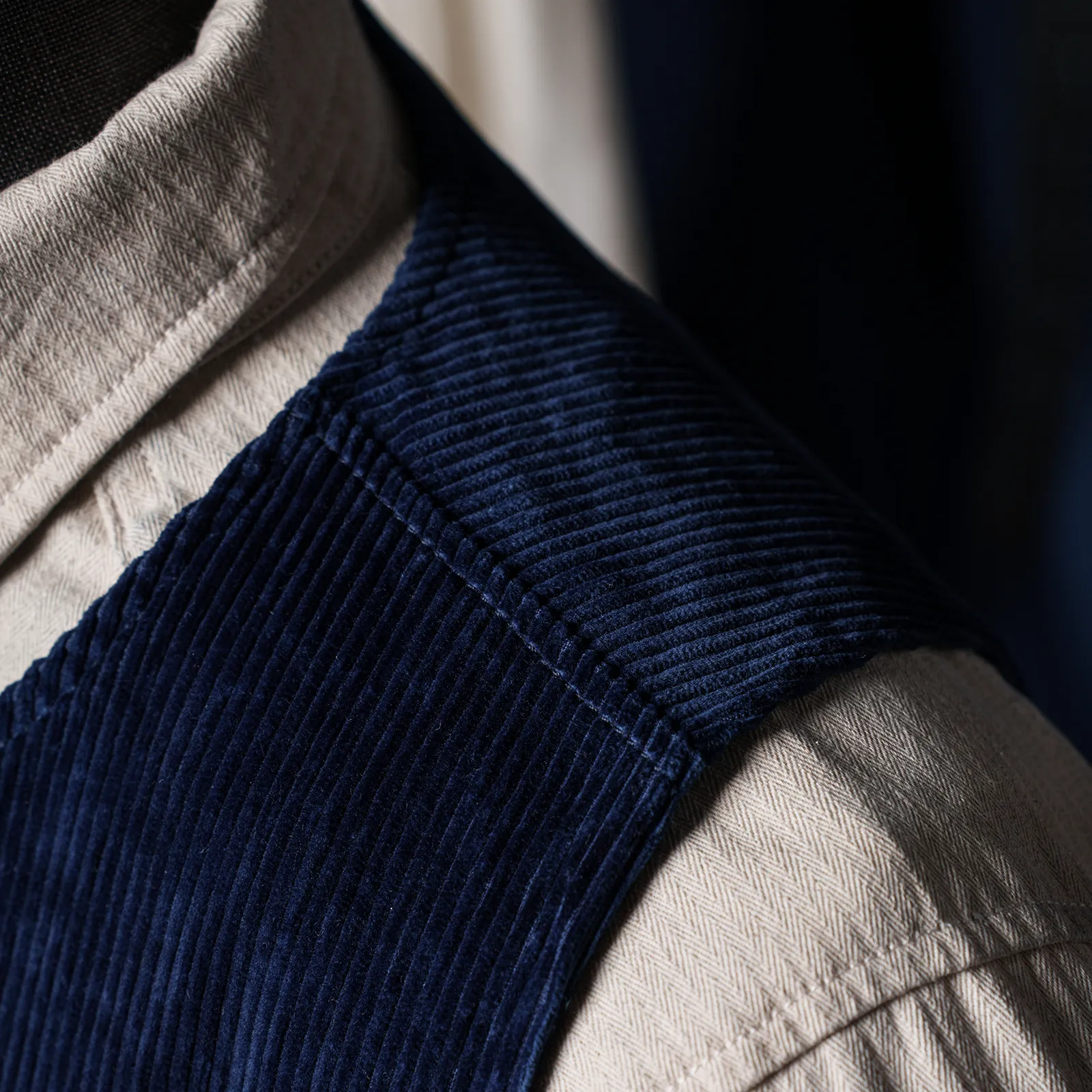 Huang's Weaving Indigo Blue Dyed Vest Heavy Cotton Corduroy Retro Casual Vest