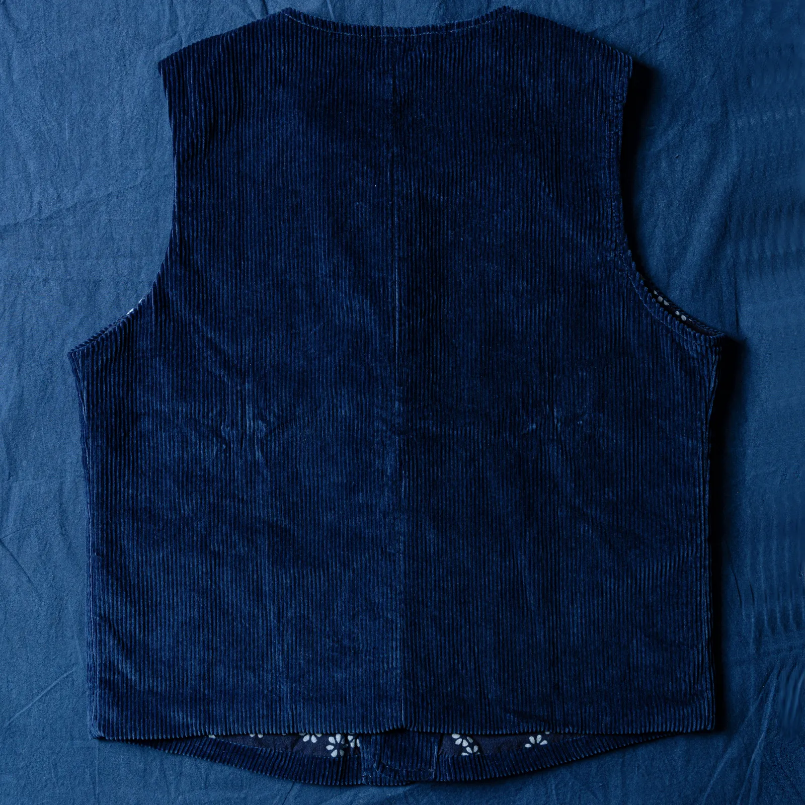 Huang's Weaving Indigo Blue Dyed Vest Heavy Cotton Corduroy Retro Casual Vest