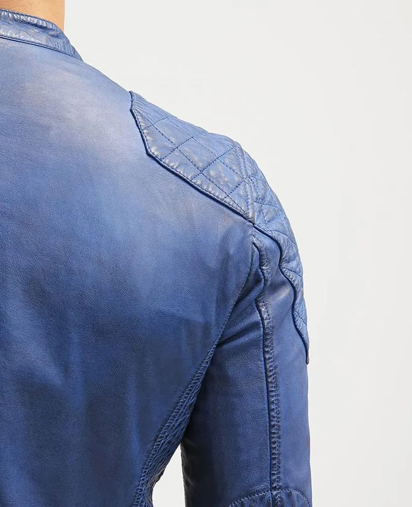 Ivor Blue Quilted Leather Jacket