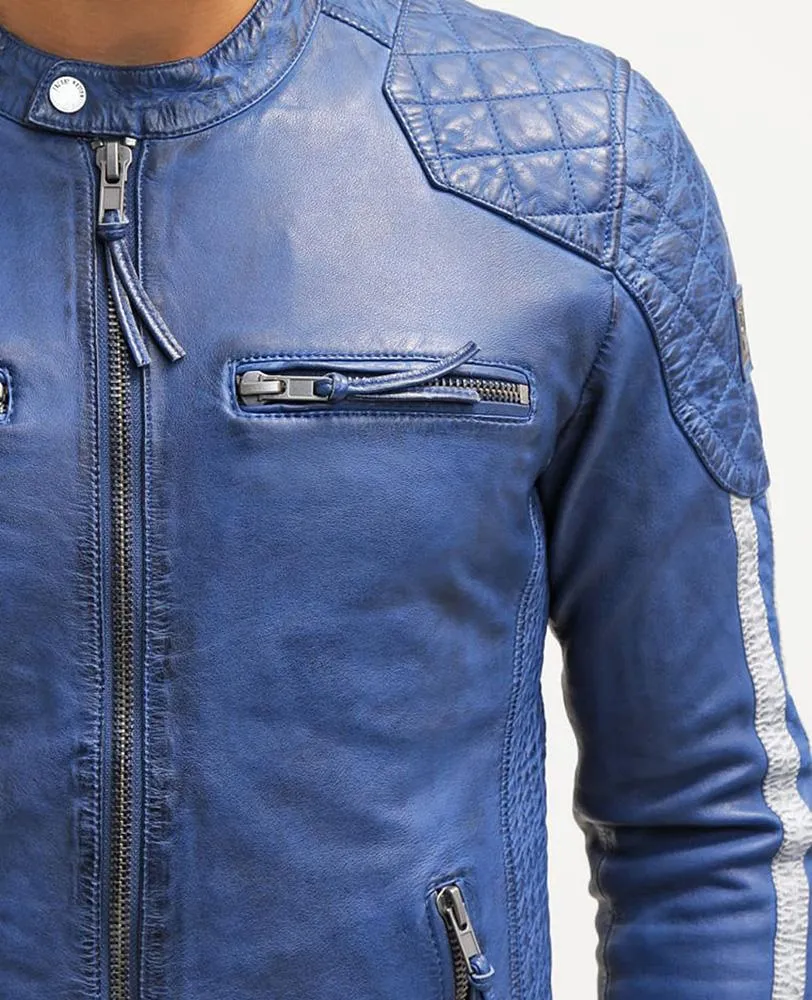Ivor Blue Quilted Leather Jacket