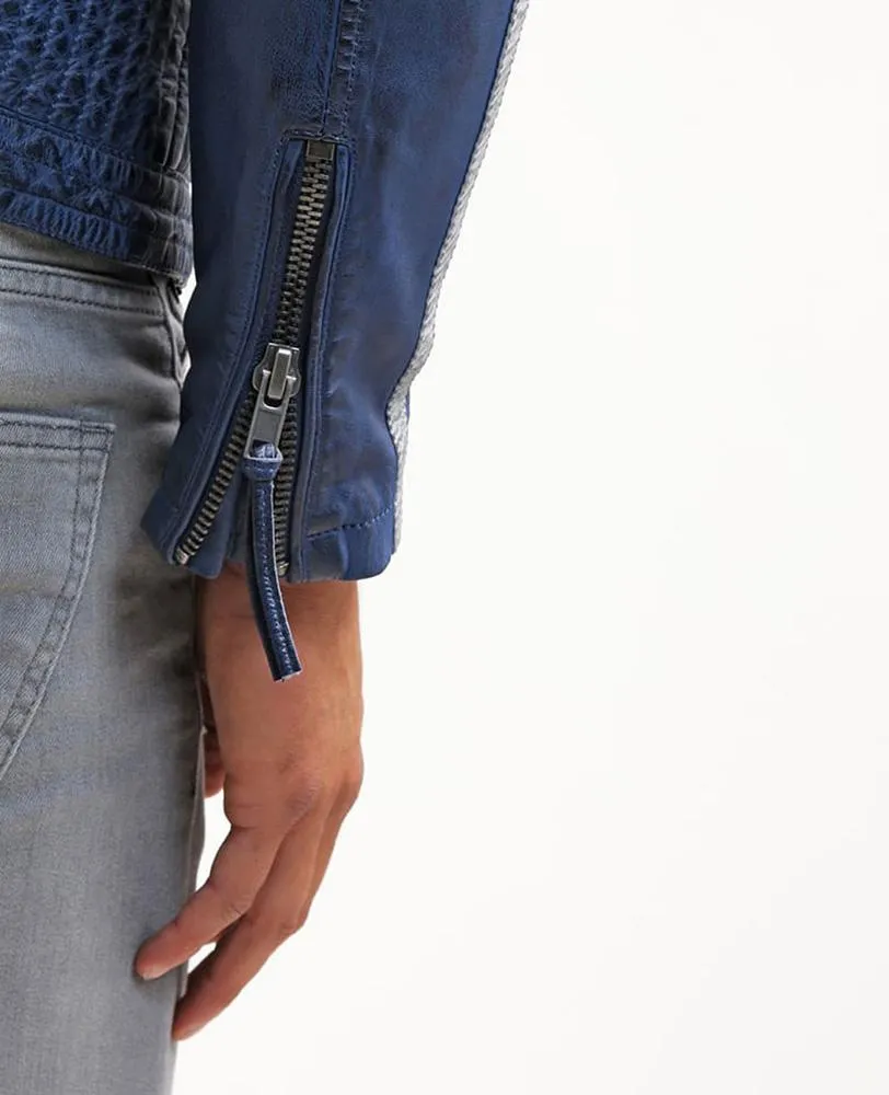 Ivor Blue Quilted Leather Jacket