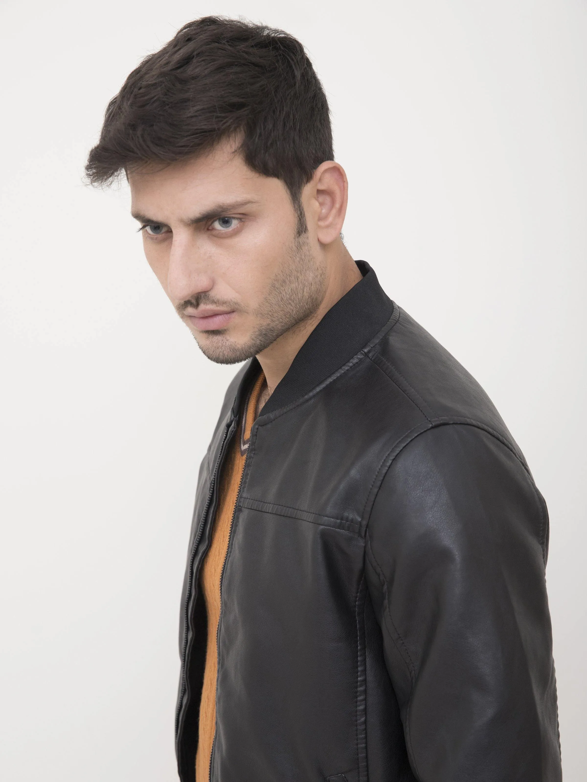 JACKET FULL SLEEVE PU LEATHER BLACK