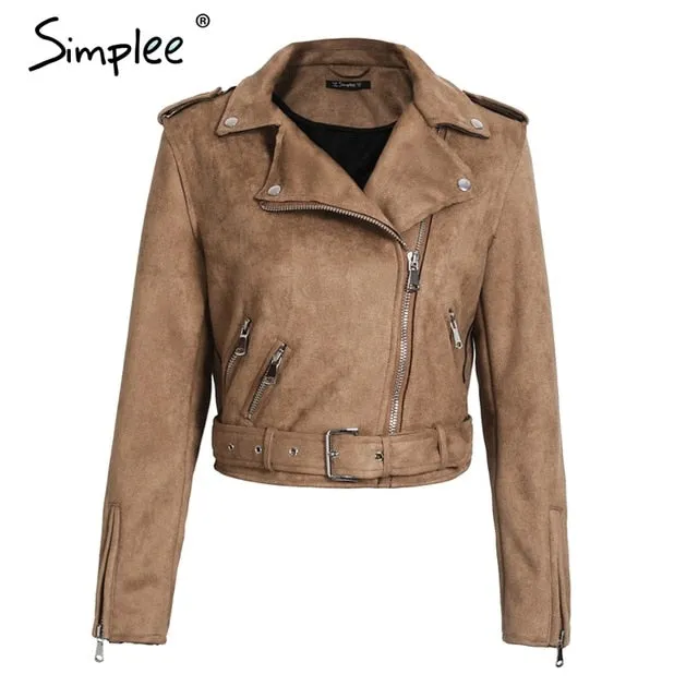 Leather Jackets Leather suede faux leather jacket Women