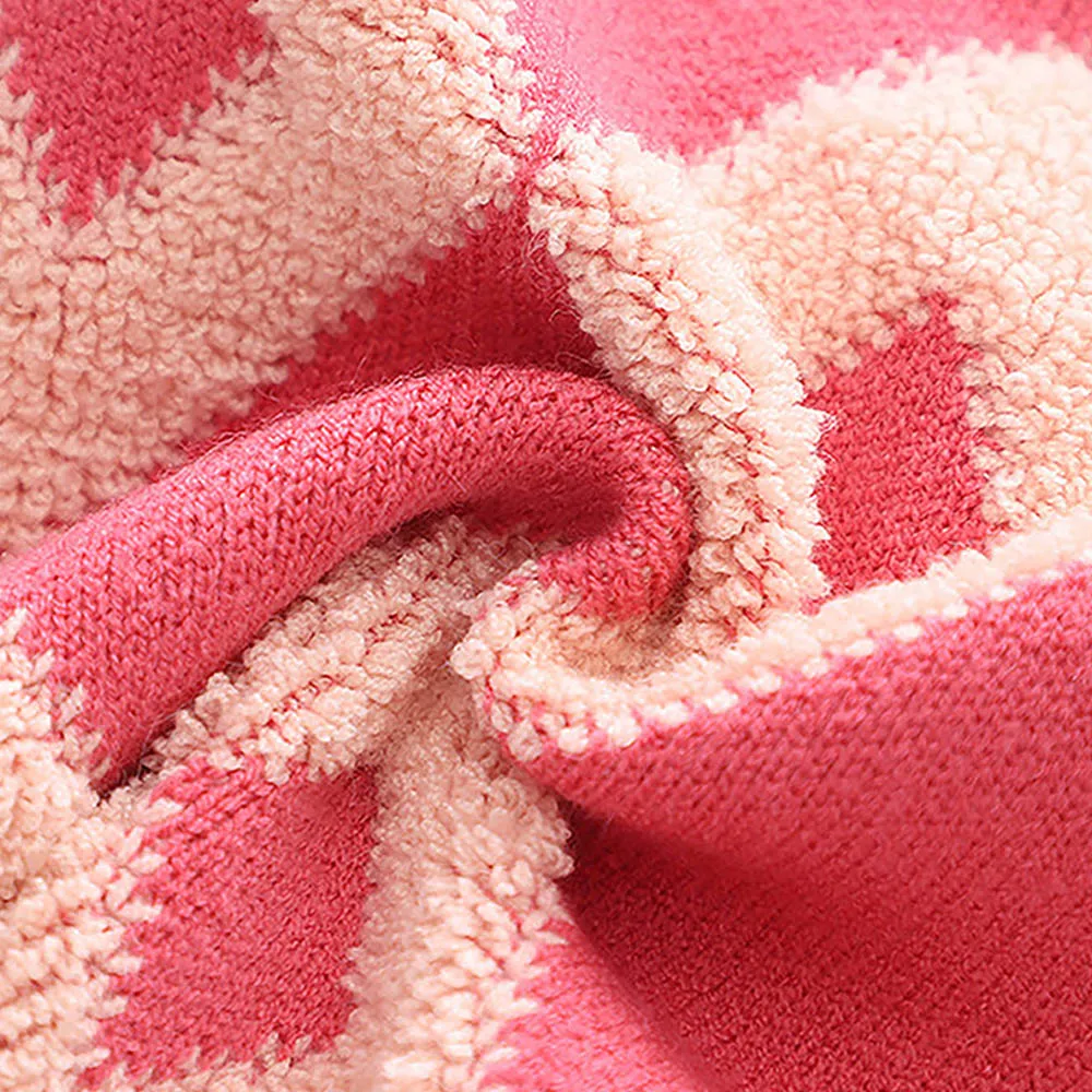Little Surprise Box 2pcs Pink Diamond Floral Cardigan And Skirt Winterwear Set For Girls