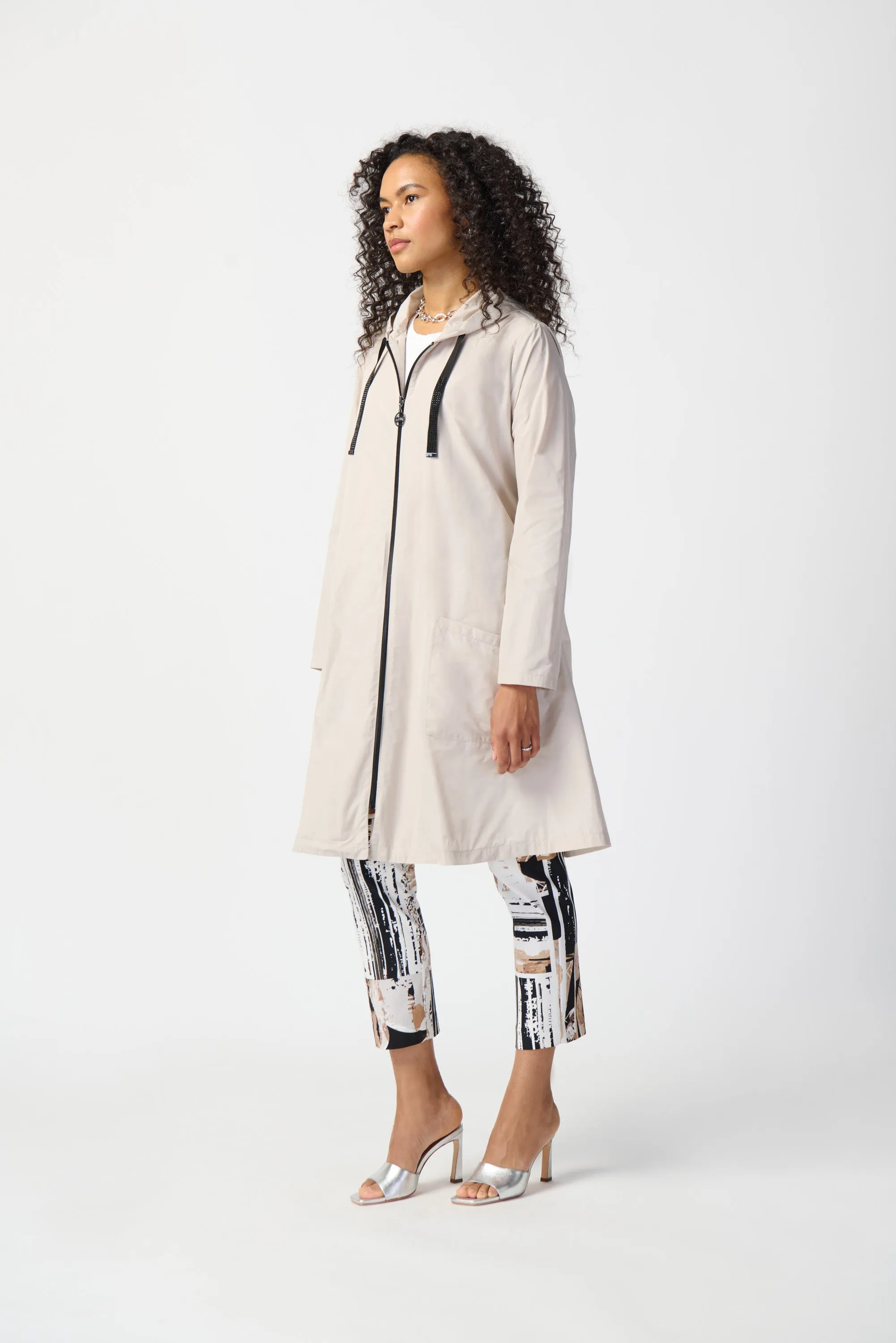 Memory Woven Hooded Trapeze Coat