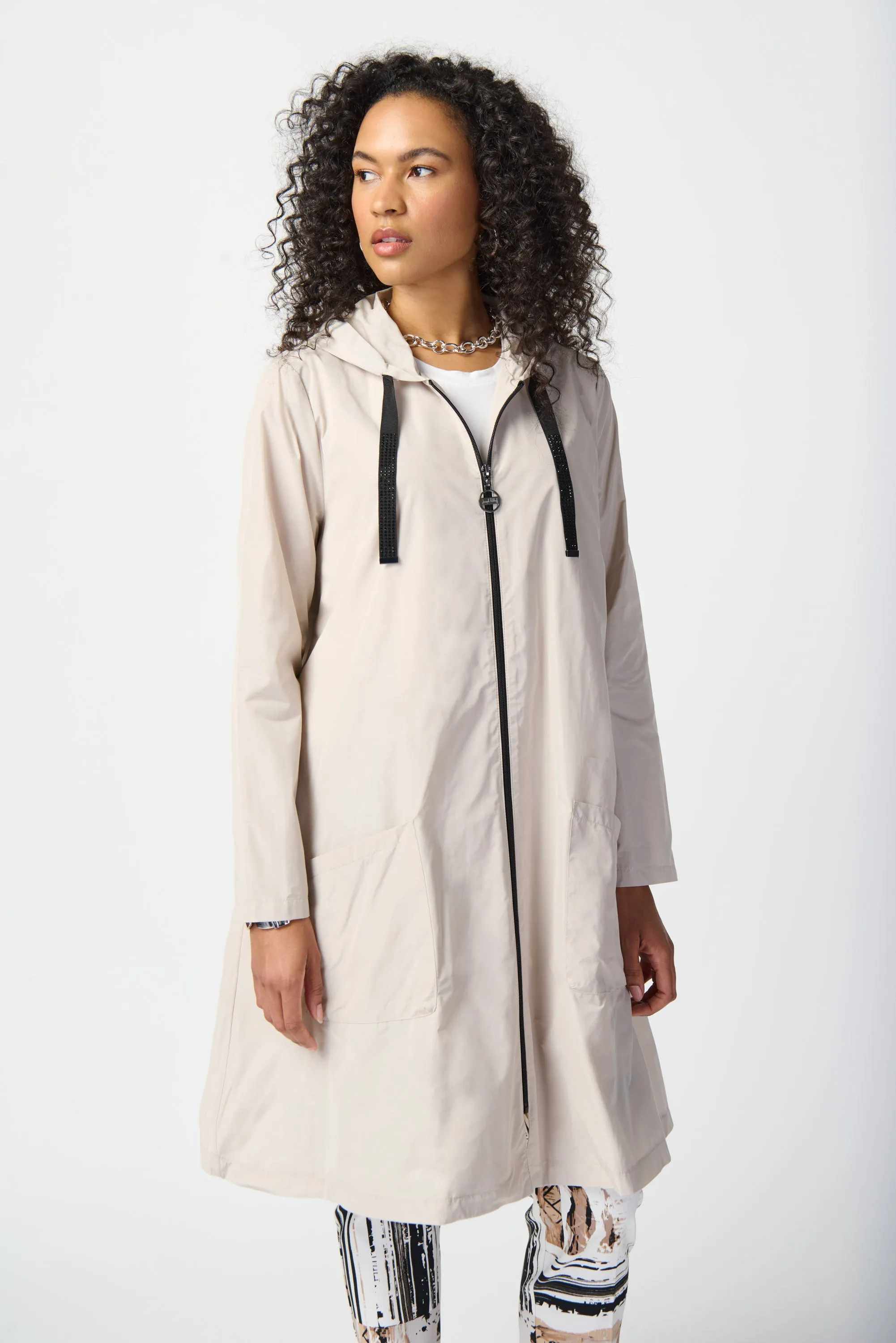 Memory Woven Hooded Trapeze Coat