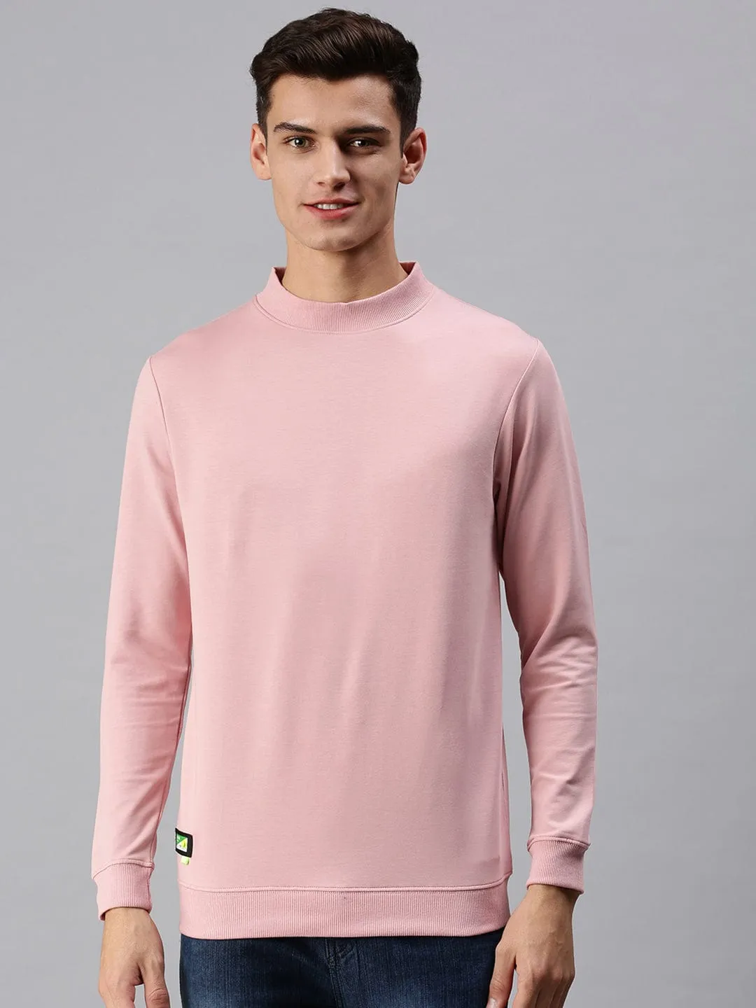 Men Pink Solid Sweatshirt
