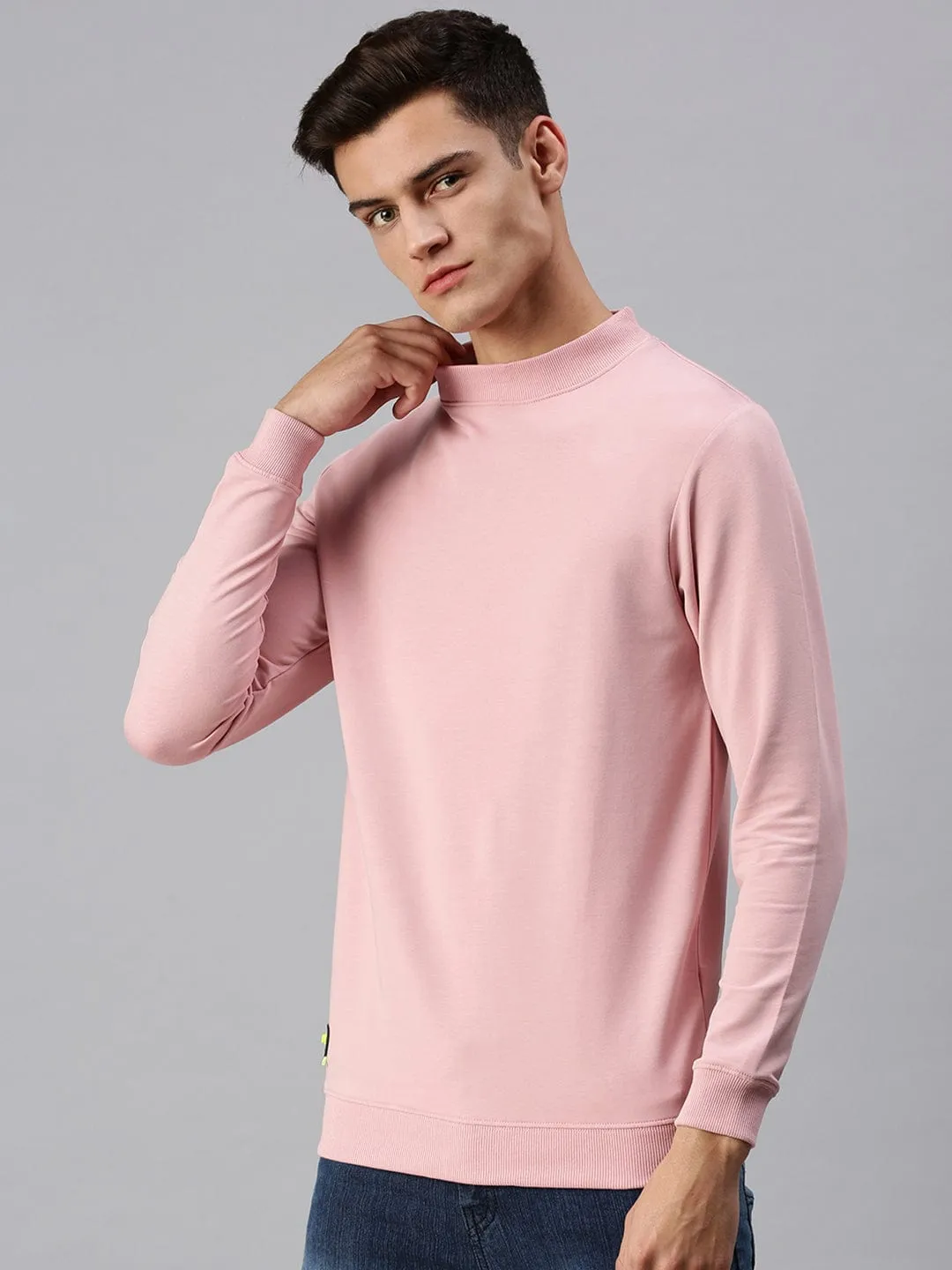 Men Pink Solid Sweatshirt