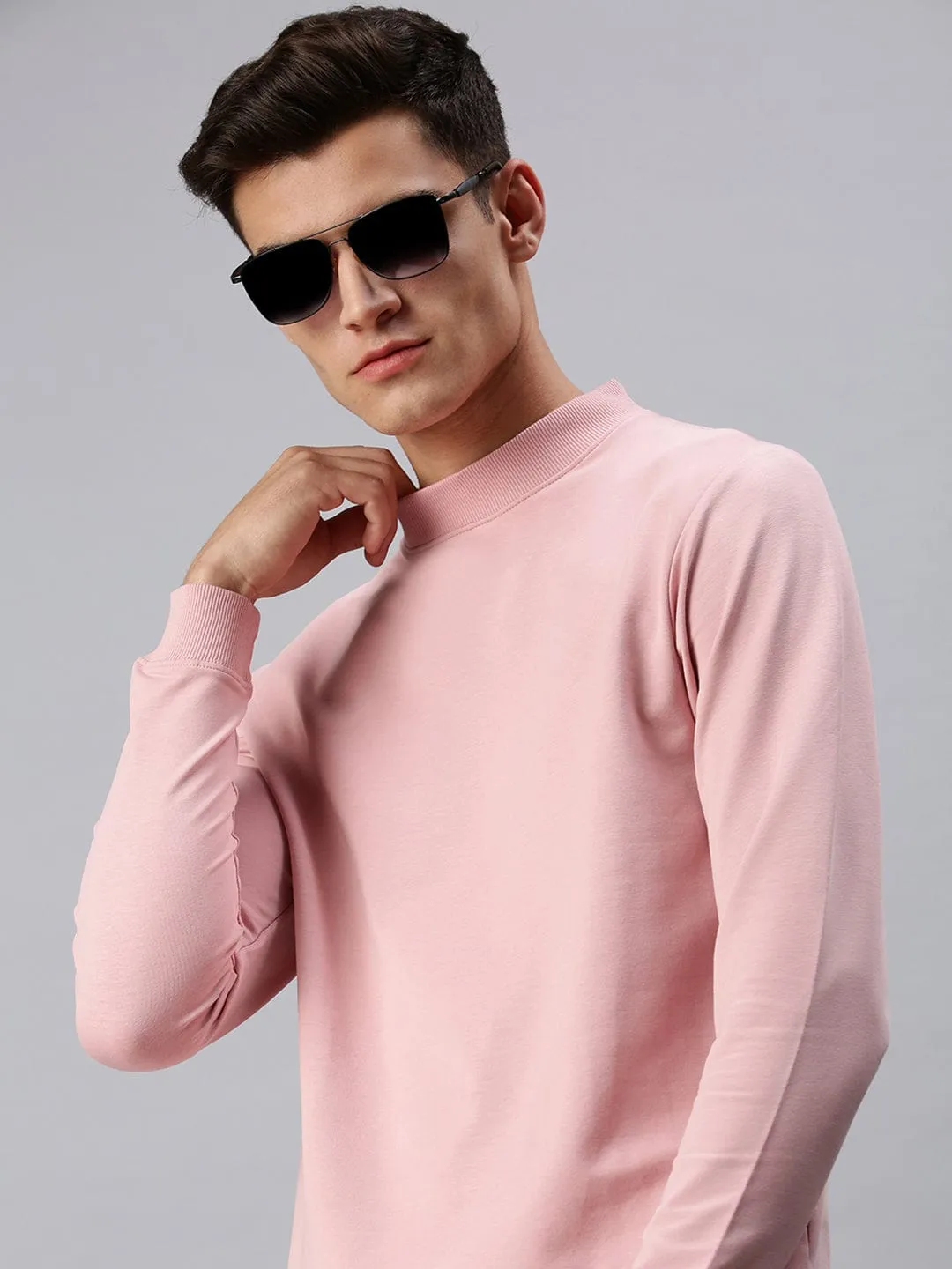 Men Pink Solid Sweatshirt