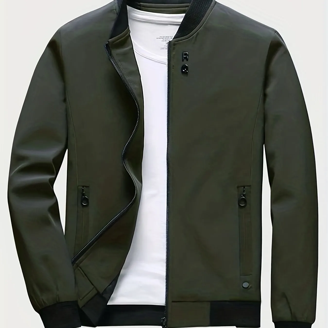 Men's Casual Placket Varsity With Zipper Pockets