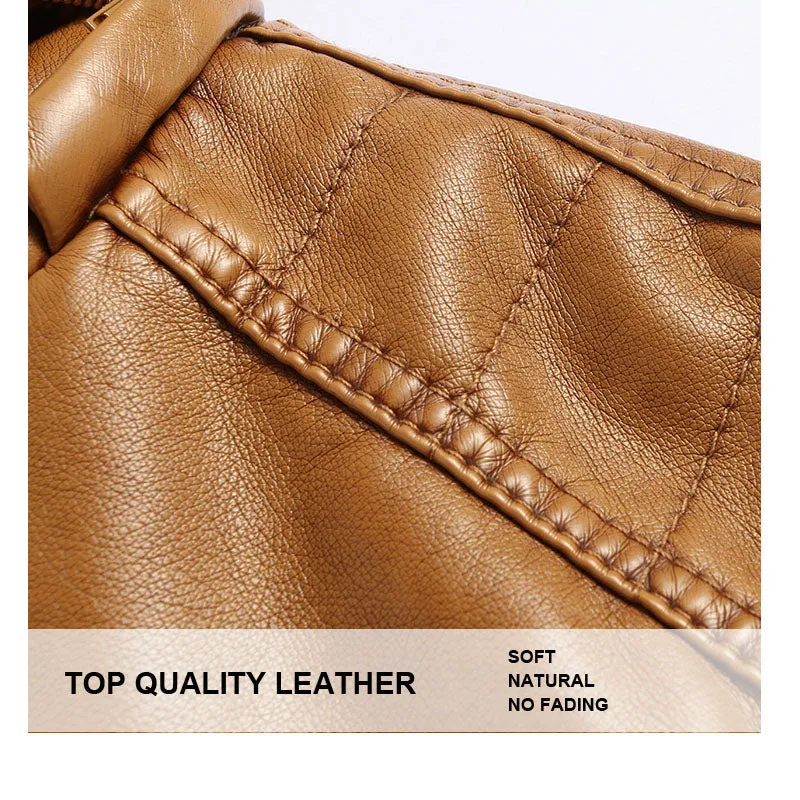 Men's Coats &Jackets:  Fleeced Warm Leather Bomber Jacket