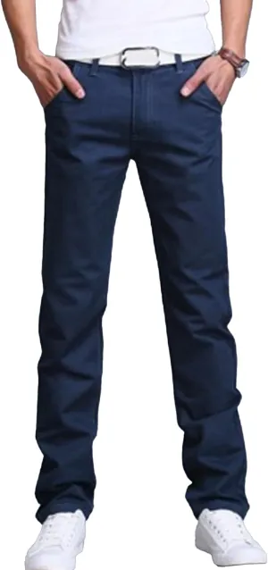 Men's Solid Straight Leg Classic Pants Regular Fit Lightweight Outdoor Trousers Cotton Stretch Summer Pants