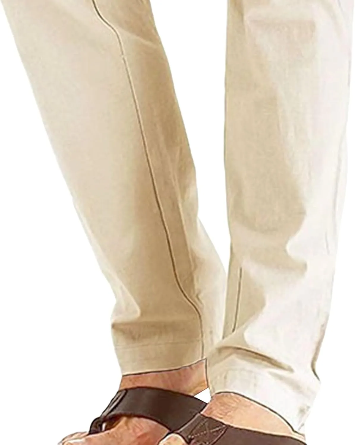 Men's Straight Leg Classic Long Pants Drawstring Elastic Waist Solid Trousers Casual Baggy Solid Sweatpants