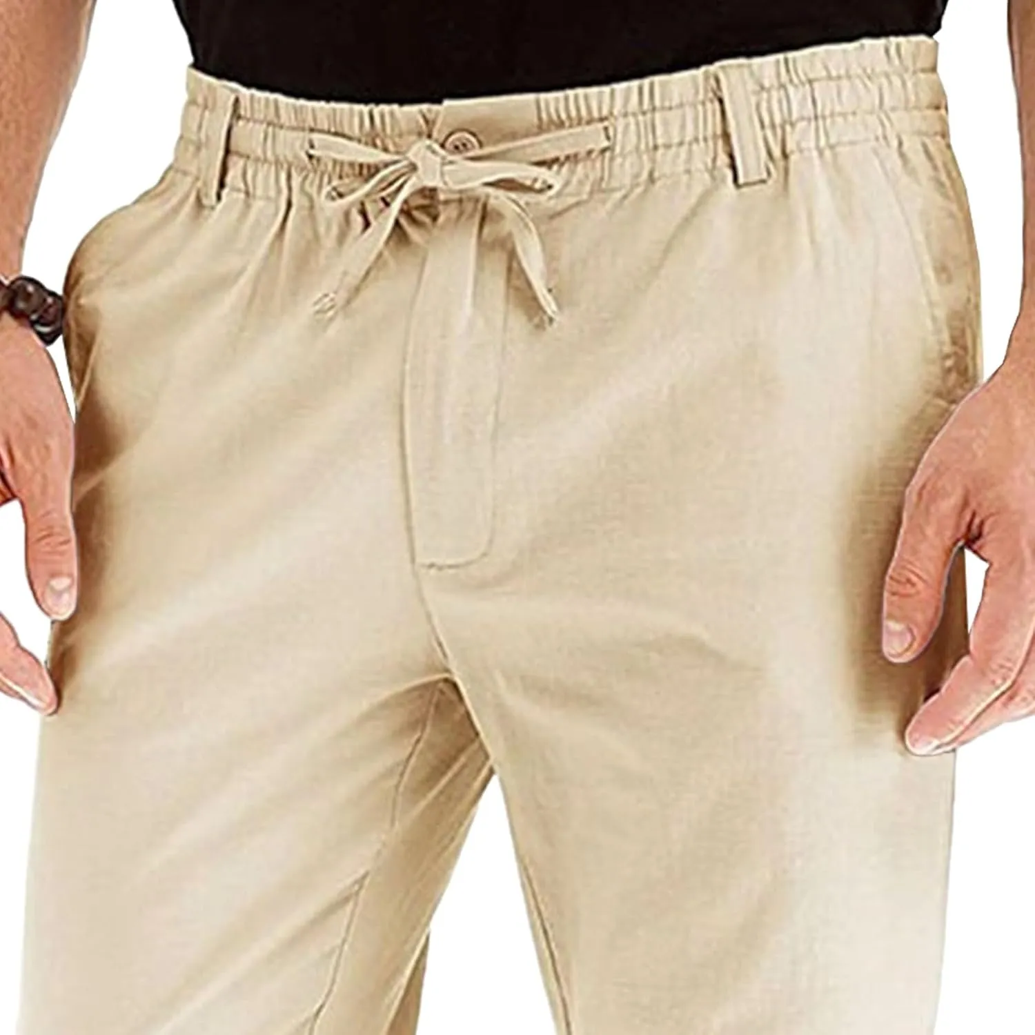 Men's Straight Leg Classic Long Pants Drawstring Elastic Waist Solid Trousers Casual Baggy Solid Sweatpants