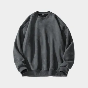 Men's Suede Sweater  Fashion Retro Casual Sweater (Grey, Beige and More)