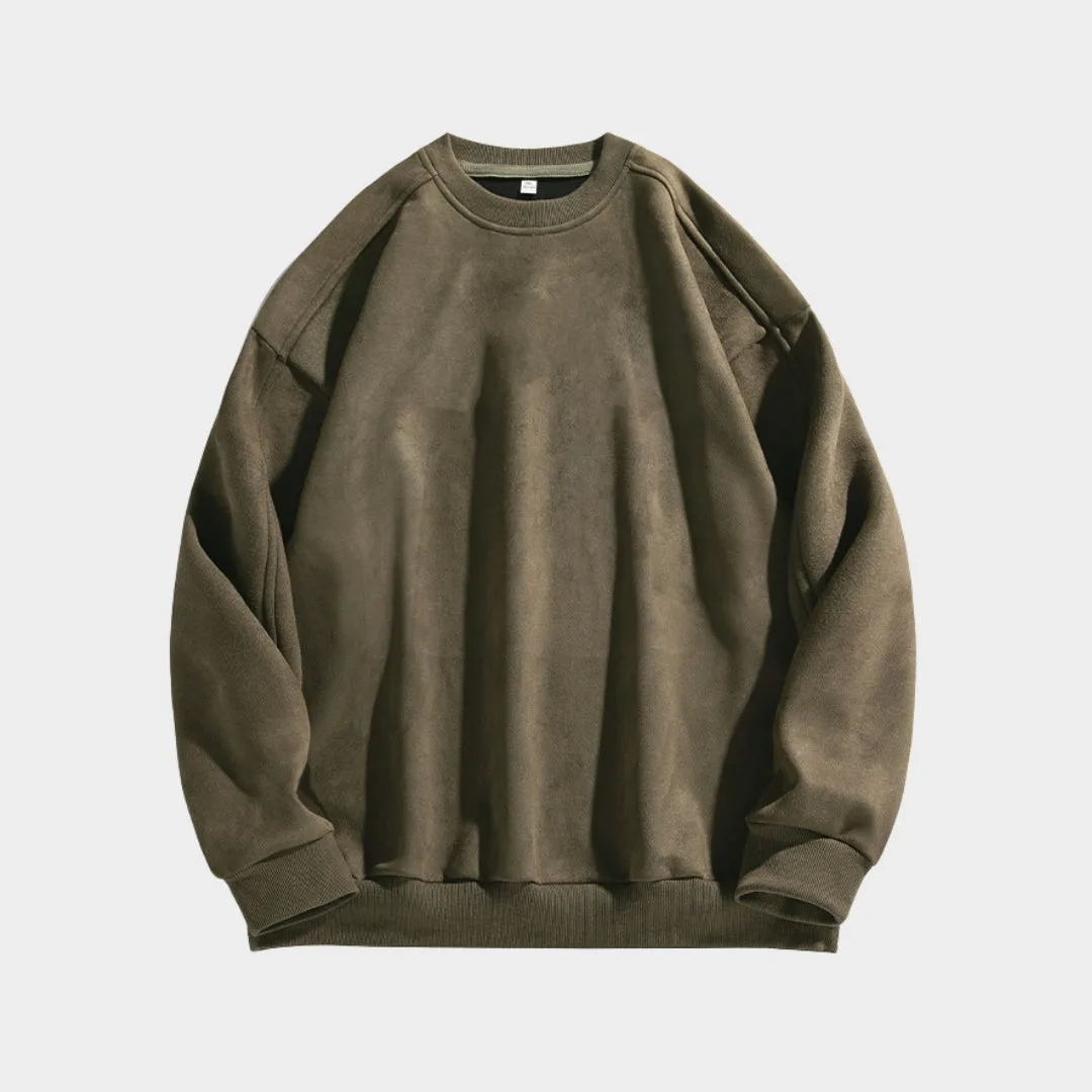 Men's Suede Sweater  Fashion Retro Casual Sweater (Grey, Beige and More)
