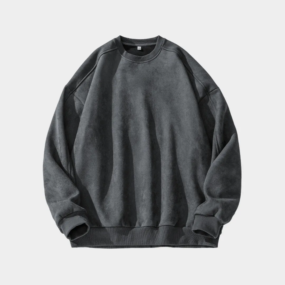 Men's Suede Sweater  Fashion Retro Casual Sweater (Grey, Beige and More)