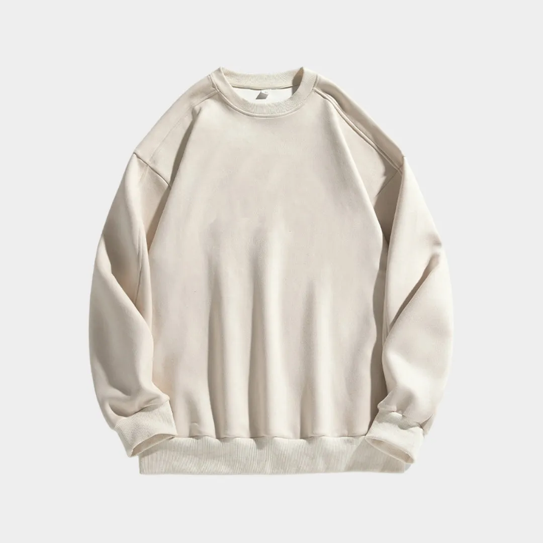Men's Suede Sweater  Fashion Retro Casual Sweater (Grey, Beige and More)