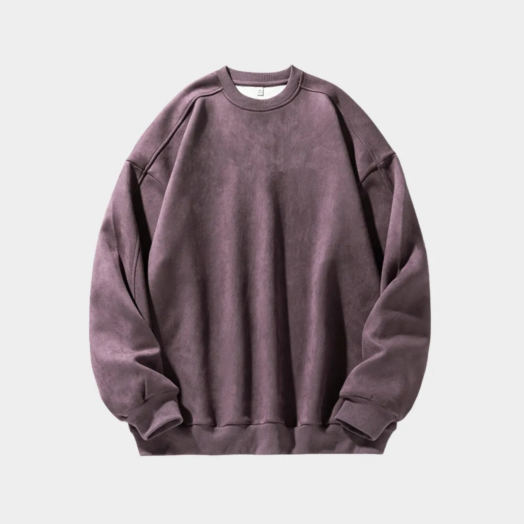 Men's Suede Sweater  Fashion Retro Casual Sweater (Grey, Beige and More)
