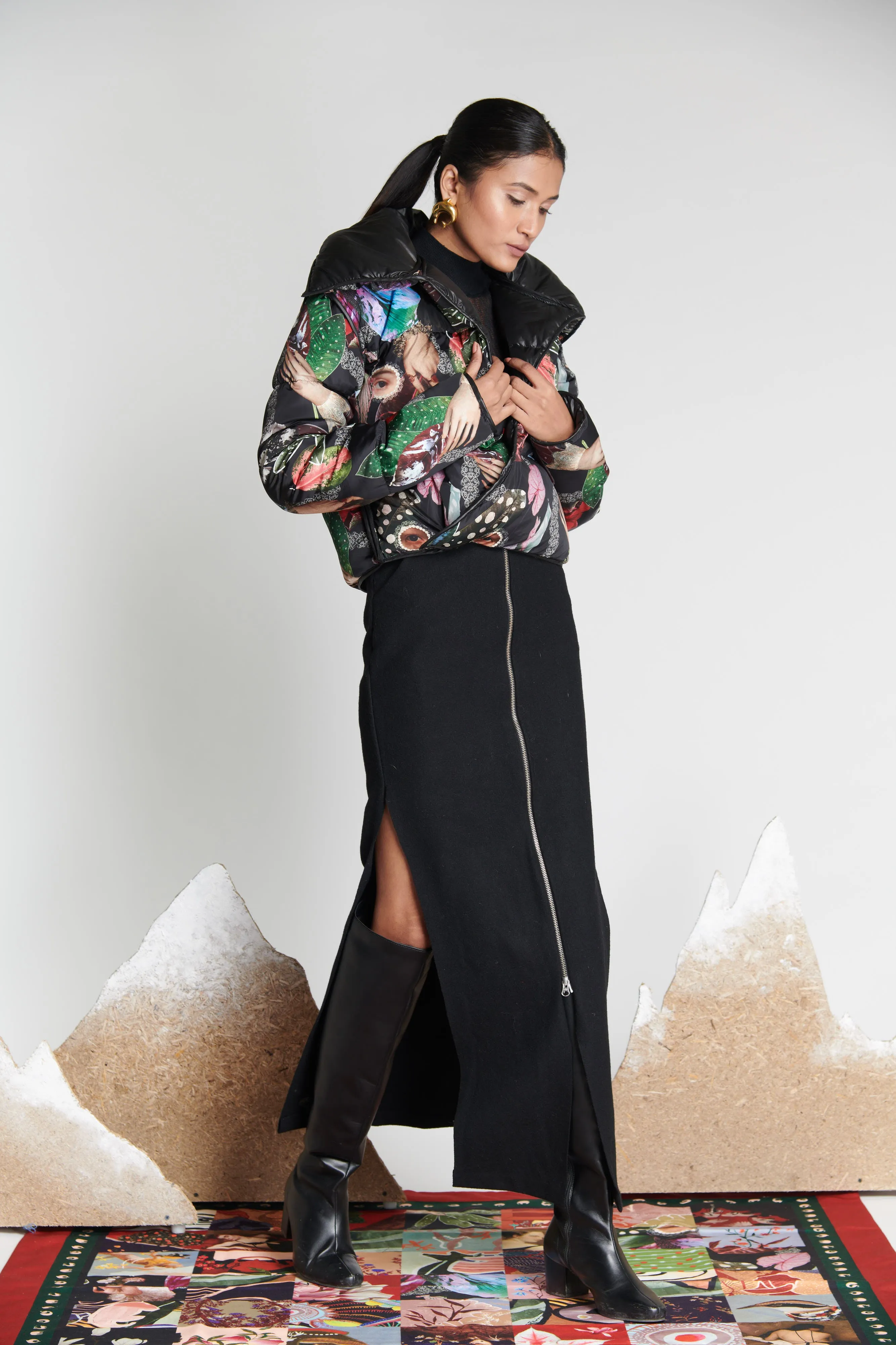Noir Woollen Felt Skirt