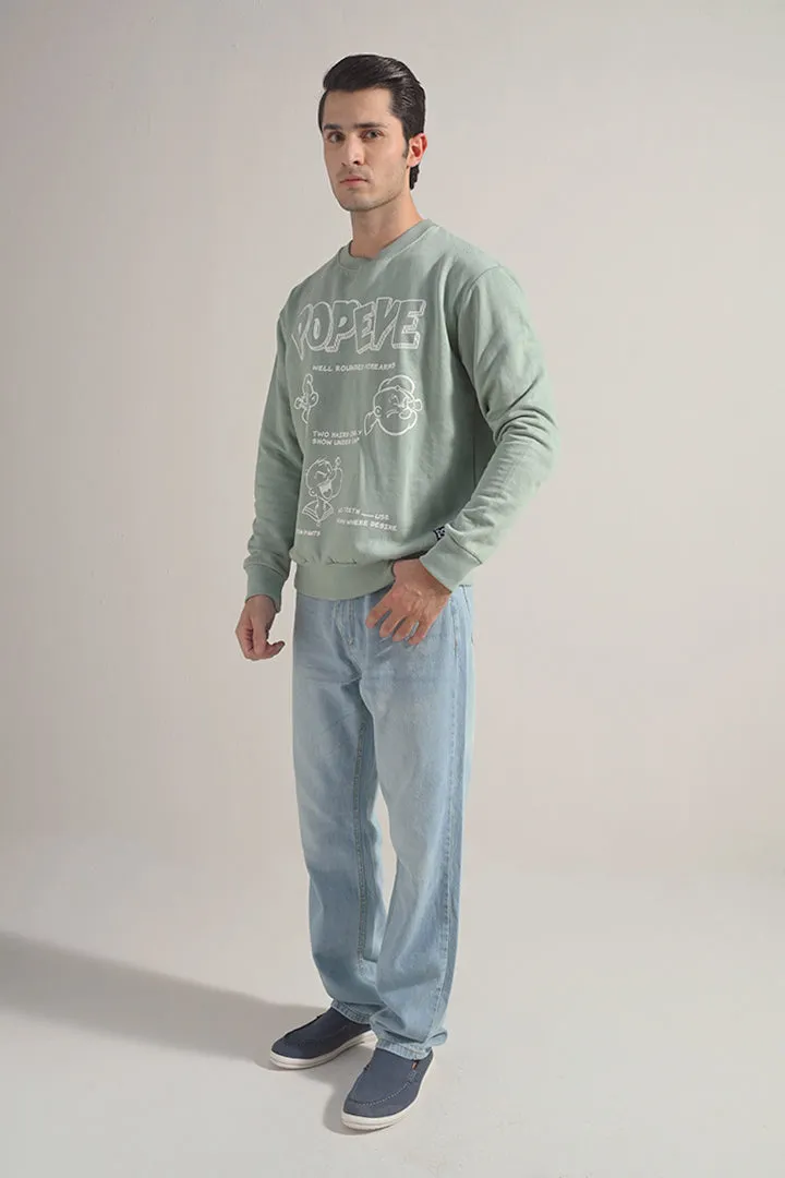 Oversized Graphic Sweatshirt - Sage Green