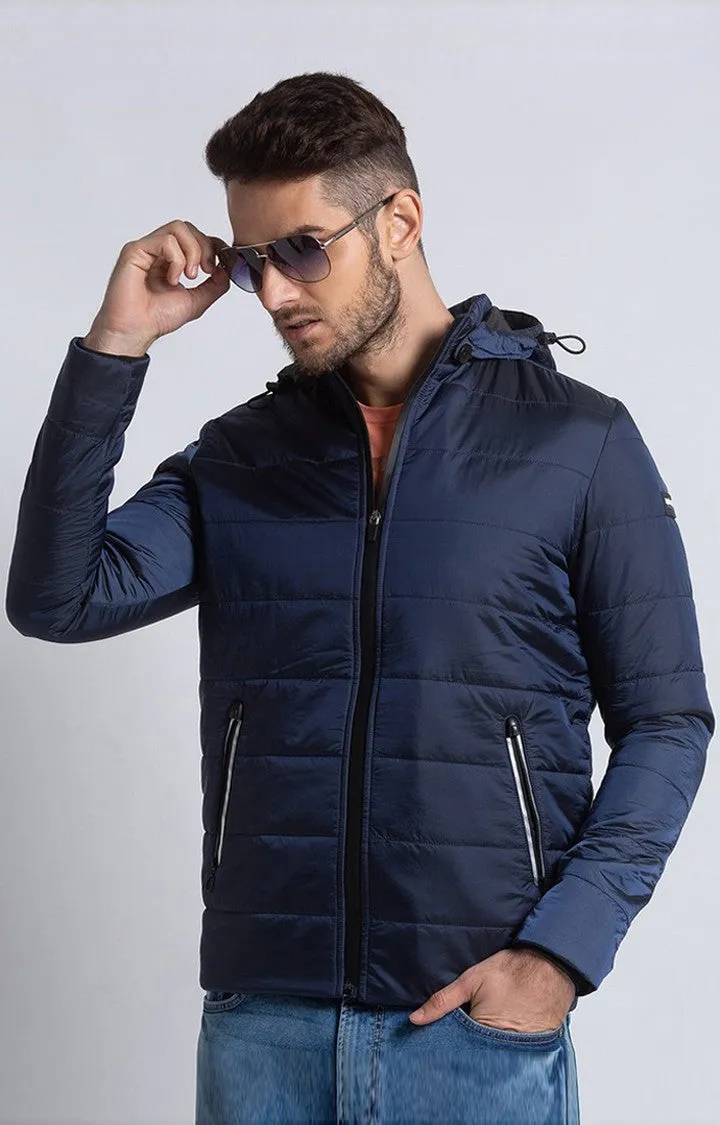 Spykar Blue Polyester Straight Fit Jacket For Men