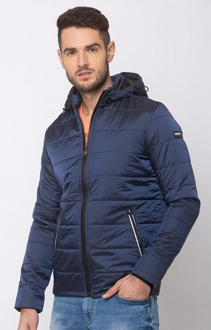Spykar Blue Polyester Straight Fit Jacket For Men