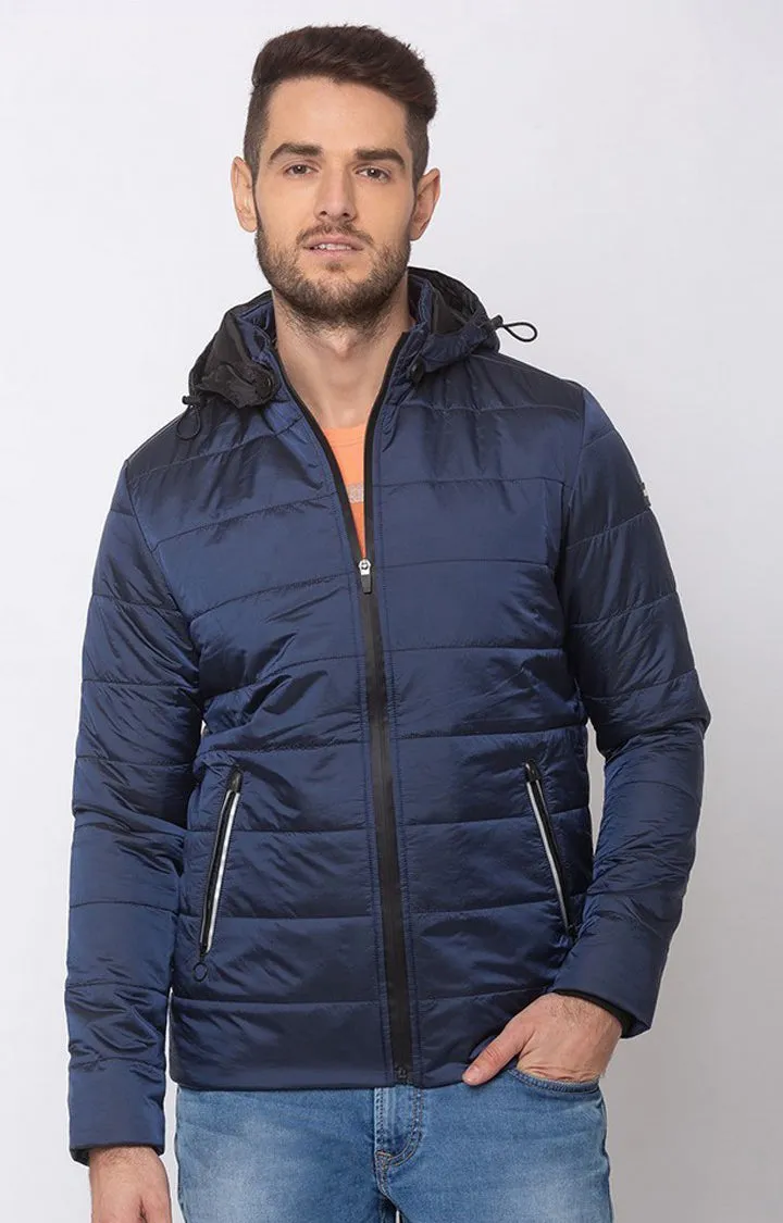 Spykar Blue Polyester Straight Fit Jacket For Men
