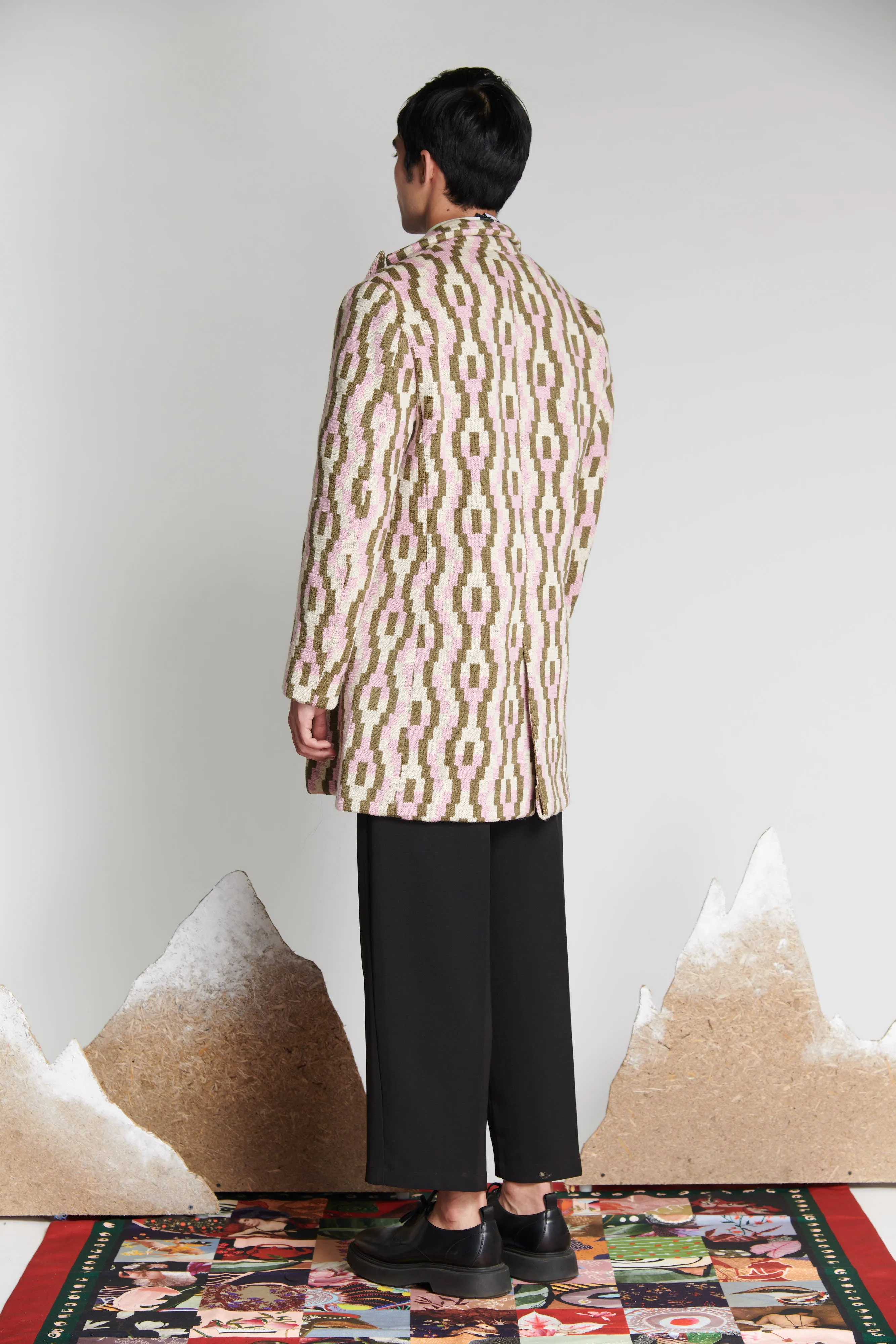 Stagger Knit Mid-length Coat